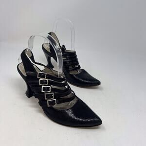 JOHN FLUEVOG Coffee Macchiato Black Cairo Caged Mary Jane Pumps Size 7
